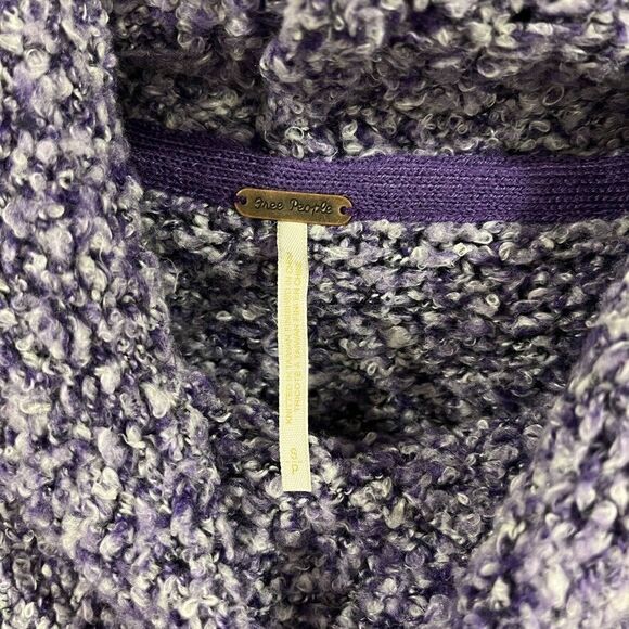 Free People BFF Pullover Sweater Purple Grape Plush Cowl Neck Boxy Oversized Sm - Picture 4 of 13